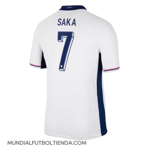 Camiseta Inglaterra Bukayo Saka #7 Primera Equipación Replica Eurocopa 2024 mangas cortas